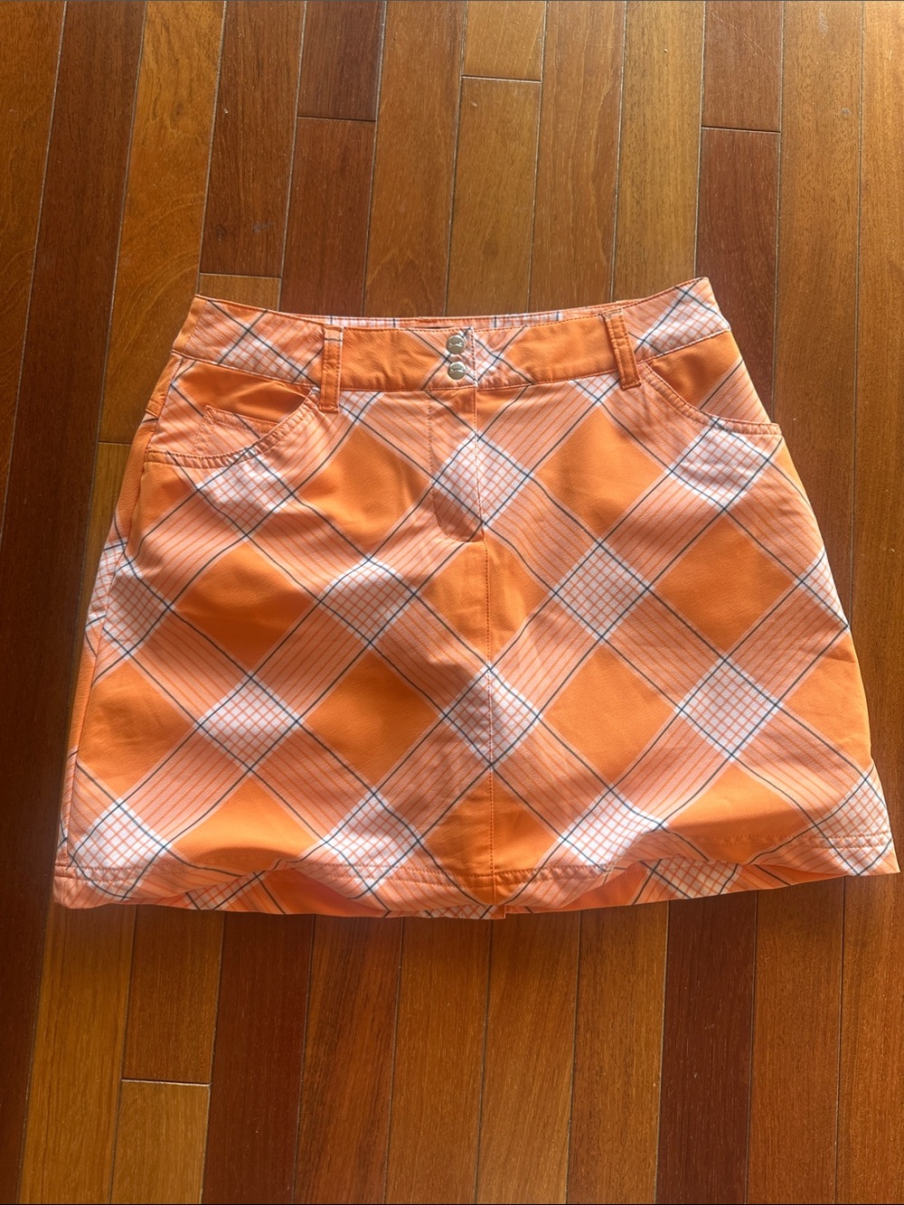 Slazenger Orange Plaid Mini Skirt